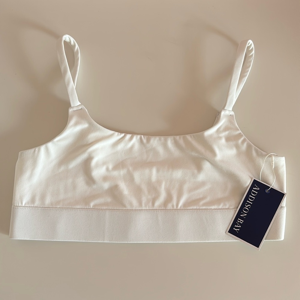 NWT Addison Bay Women's Classic White Sports Bra Soft Bralette Size XL X-Large